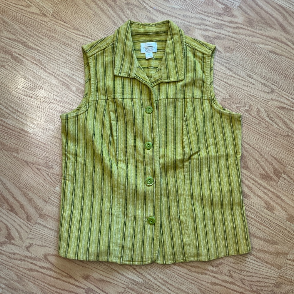 Christopher & Banks Green Striped Vest